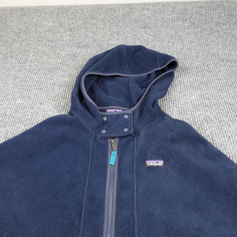 Patagonia Synchilla Poncho M/L Blue Fleece Hooded Full Zip Cape 25285 - Picture 2 of 7
